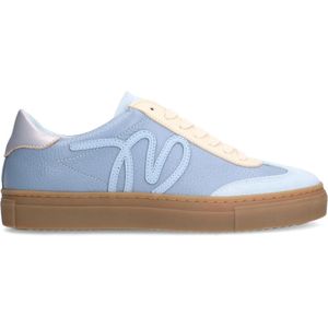 Manfield - Dames - Blauwe leren sneakers - Maat 37