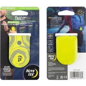 Nite Ize TagLit Oplaadbare Magnetische Led Markeer Lampje Fluo Geel - Ledlampje voor op je T-shirt