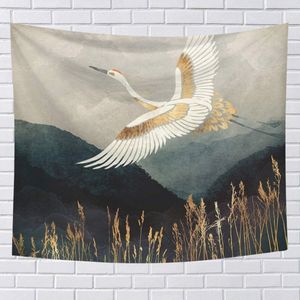 Vliegende kraan wandtapijt - Natuur landschap muurdecoratie 200 x 150 cm