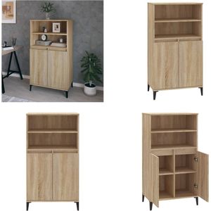 vidaXL Hoge kast 60x36x110 cm bewerkt hout sonoma eikenkleurig - Hoge Kast - Hoge Kasten - Kast - Opbergkast