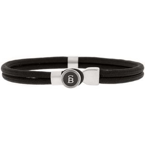 STEEL & BARNETT ® - Stalen armband - heren - Riptide Touw Armband Zwart/Zilver - Zwart/Zilver - 22.5 CM