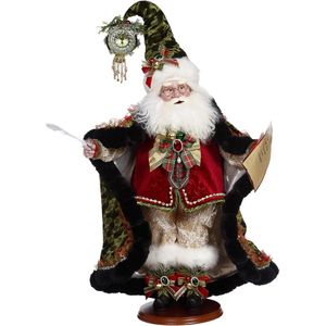 Mark Roberts Santa - Kerstman met shopping list - decoratiebeeld - zwart rood groen - 65cm - Collector's Item