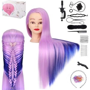 Kleyn - Oefenhoofd Kappershoofd - Oefenpop Kapper - Roze/Blauw - Incl. Accessoires