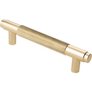 Lavuzo Handgreep Ribbel Satijn Goud 128 mm | Boorafstand 96 mm | Per Stuk | Meubelgreep goud | Gouden deurgreep