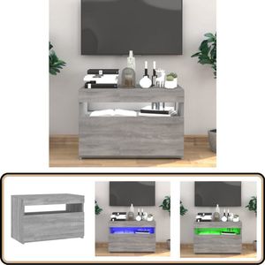 vidaXL Tv-meubel met LED 60x35x40 cm - Grijs Eiken Tv-meubel - Media Kast - Led Verlichting - Grijze Tv-standaard - Houten Tv-meubel