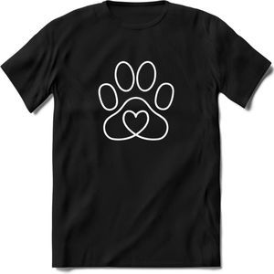 Love Paw - Katten T-Shirt Kleding Cadeau | Dames - Heren - Unisex | Kat / Dieren shirt | Grappig Verjaardag kado | Tshirt Met Print | - Zwart - 3XL