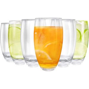 glazen, waterglazen/sapglazen, heldere drinkglaswerkset voor thuis, feesten en ander amusement - geschenkdoos met 6 glazen - 510 ml (18 oz)