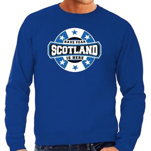 Have fear Scotland is here sweater met sterren embleem in de kleuren van de Schotse vlag - blauw - heren - Schotland supporter / Schots elftal fan trui / EK / WK / kleding L
