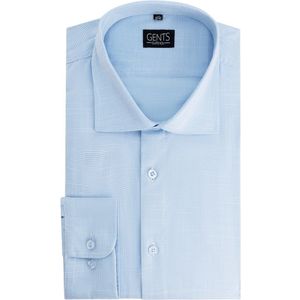Gents - Overhemd bamboe pied-de-poule lichtblauw - Maat XL