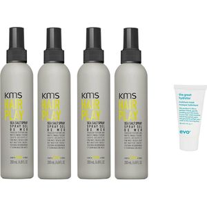 4 x KMS Hairplay Sea Salt Spray - 200 ml + Willekeurig Travel Size