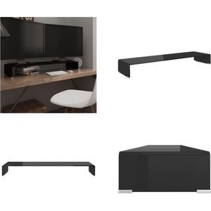 vidaXL TV-meubel/monitorverhoger zwart 110x30x13 cm glas - Tv-kast - Tv-kasten - Tv-standaard - Tv-standaarden