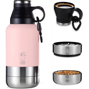 JAXY Thermosfles - Drinkfles Hond - Honden Waterfles - Honden Drinkfles - Waterfles Hond Onderweg - Travel Mug Thermosbeker - 950 ml - Roze