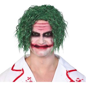 Halloween - Groene horror clown verkleed pruik the Joker voor volwassenen - Halloween clownspruik voor heren