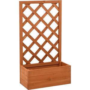 Plantenbak met klimrek - Bloembak - Weerbestendig - Met trellis - Buiten - Hout - Plantenrek - 18 Liter - Bruin