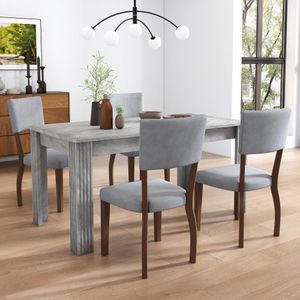 Fluwelen eetkamerstoelen, set van 4 (zonder eettafel), familie eetkamerstoelen, stoelen, moderne minimalistische woonkamer- en slaapkamerstoelen, vier rubberen houten poten, grijs