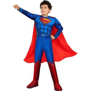FUNIDELIA Deluxe Superman Kostuum voor jongens - Justice League - Maat: 135 - 152 cm