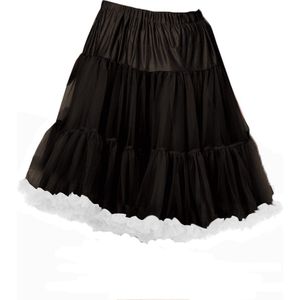 Supervintage supermooie volle zachte petticoat rok zwart met witte ruffels - S / M - valt op de knie - elastische verstelbare taille - carnaval - feest