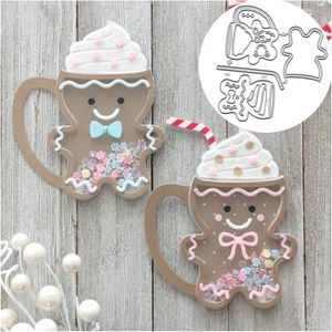 Koffie Mok Shaker Metalen Die Snijdt Kaarten Maken Merry Christmas Bow Card Snijden Dies Cut Stencils DIY Scrapbooking Album Embossing Papier Card Embossing Craft