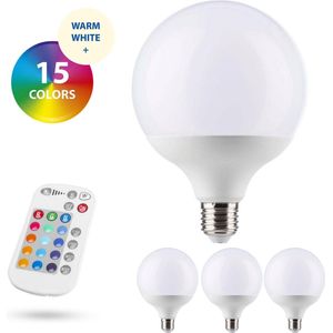 Proventa Globe LED Lamp E27 met afstandsbediening - Warm wit + 15 kleuren - RGBW - 3 lampen