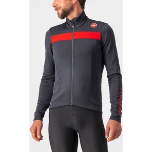 Castelli Fietsshirt lange mouwen Heren Grijs Rood - PURO 3 JERSEY FZ DARK GRAY RED REFLEX - L