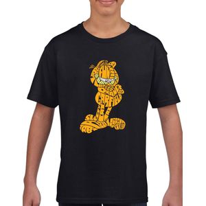 Kinder T-shirt met Garfield-afbeelding in zwart en wit | Leuk en comfortabel- Zwart - Maat 86/92 - T-Shirt leeftijd 1 tot 2 jaar - Grappige teksten - Cadeau - Shirt cadeau - Groetjes tekst- verjaardag -