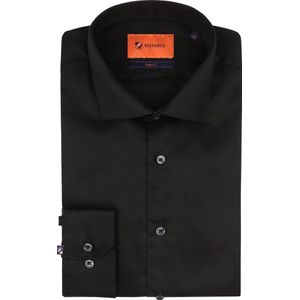 Suitable - Overhemd Extra Lange Mouwen Twill Zwart - Heren - Maat 41 - Slim-fit