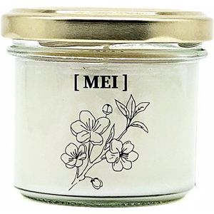 Candlelight-on - geurkaars met geboortebloem en geboortedatum - 14 mei - o.b.v. sojawas en etherische oliën