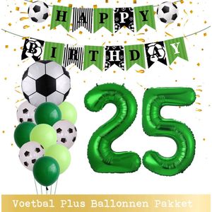 Cijfer Ballon 25 Jaar - Voetbal Ballonnen - Snoes - Pluspakket - set van 12 Sport Voetbalfan Voetbal Jongen/Meisje - Sportieve - Voetbal Vrouwen Mannen - Kinderfeestje - Verjaardag - Helium Ballon nummer 25