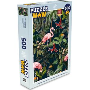 Puzzel Jungledieren - Patroon - Kinderen - Flamingo - Papegaai - Kids - Legpuzzel - Puzzel 500 stukjes