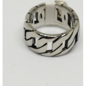 RH-Jewelry. Stalen heren ring. Platte schakel maat 22