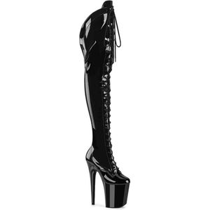 Pleaser - FLAMINGO-3014 Plateau Overknee Laarzen - US 8 - 38 Shoes - Zwart