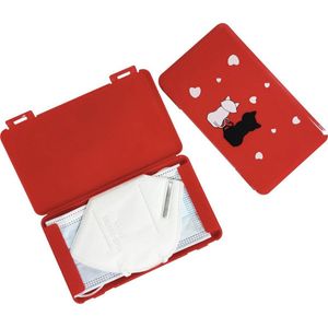 Mondkapjes koffer Katten Rood | Mondmaskers doos Mondkapje beschermhoes |Mondmasker Tas Houder _ Gezichtsmasker Tasje - Mondkapje Opberg Tas | Mondkapje makkelijk opbergen | Mondmasker