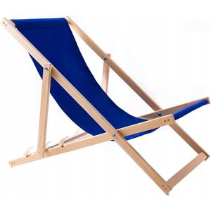 Beukenhouten ligstoel - strandstoel - Ligbed - ideaal voor strand, balkon, terras - Blauw