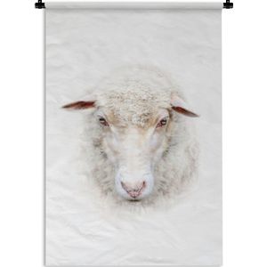Wandkleed - Wanddoek - Schaap - Portret - Wol - 90x135 cm - Wandtapijt