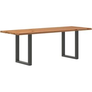 vidaXL - Eettafel - met - natuurlijke - rand - 220x80x74 - cm - massief - eikenhout