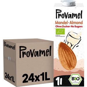 Provamel Amandel Drink Zonder Suiker – Biologisch & Vegan – 24 x 1L – Plantaardig Alternatief voor Melk – Zonder Toegevoegde Suikers