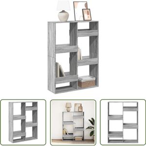 The Living Store Boekenkast 100x33x135 cm bewerkt hout grijs sonoma eikenkleurig - Boekenkast - Houten Boekenkast - Grijze Boekenkast - Vintage Boekenkast - Opbergkast