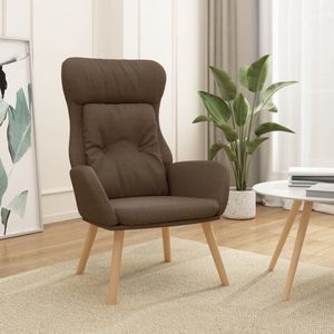 The Living Store Fauteuil - Comfortabele relaxstoel - Bruin - 70 x 77 x 94 cm - Metaal en rubberwood