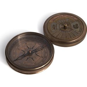 Authentic Models - 40-jaar Kalender en Kompas Zakkompas - Kompas - Kompassen - Vintage Kompas - 2.06 x 7,45cm