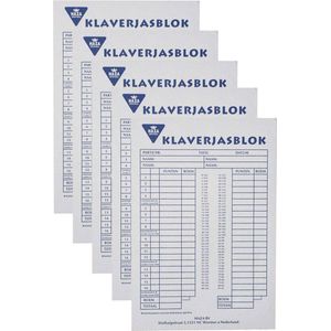 Klaverjassen scoreblok - 5x - 50 vellen - Kaartspellen - Klaverjassen score notitieblok