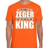 Naam cadeau My name is Zeger - but you can call me King t-shirt oranje heren - Cadeau shirt o.a verjaardag/ Koningsdag XXL