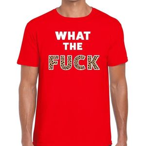 What the Fuck tijgerprint heren shirt rood - Heren feest t-shirts XXL