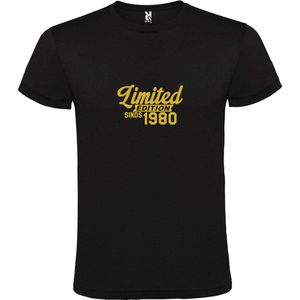 Zwart T-Shirt met “Limited sinds 1980 “ Afbeelding Goud Size L