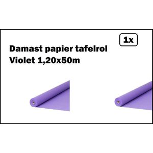 Damast papier tafelkleed violet 1,20x50m - op rol - Tafel dekken rol gala huwelijk thema feest festival restaurant food