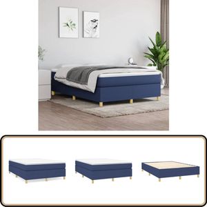 vidaXL Bedframe Stof Blauw 140x200 cm zonder Matras Boxspringframe - Bedframe - Tweepersoonsbed - Blauwdruk - Houten Bed
