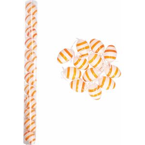 Oranje/wit gestreepte hangdecoratie paaseieren 24x stuks - Pasen versieringen