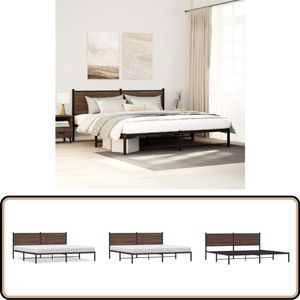 vidaXL Bedframe zonder matras metaal bruin eikenkleurig 200x200 cm