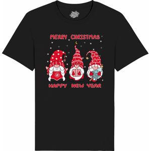 Christmas Gnomies Rood - Foute kersttrui kerstcadeau - Dames / Heren / Unisex Kerst Kleding - Grappige Feestdagen Outfit - - Kinder T-Shirt - Zwart - Maat 12 jaar