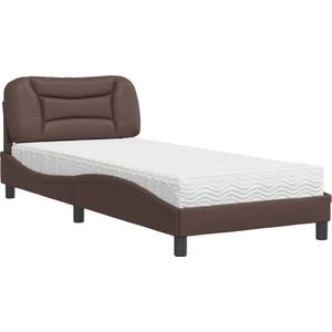 vidaXL - Bed - met - matras - kunstleer - bruin - 80x200 - cm