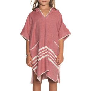 Kinder Strandponcho Dusty Rose - 8-9 jaar - - jongens/meisjes/unisex pasvorm - poncho handdoek voor kinderen met capuchon - zwemponcho - badcape - badponcho